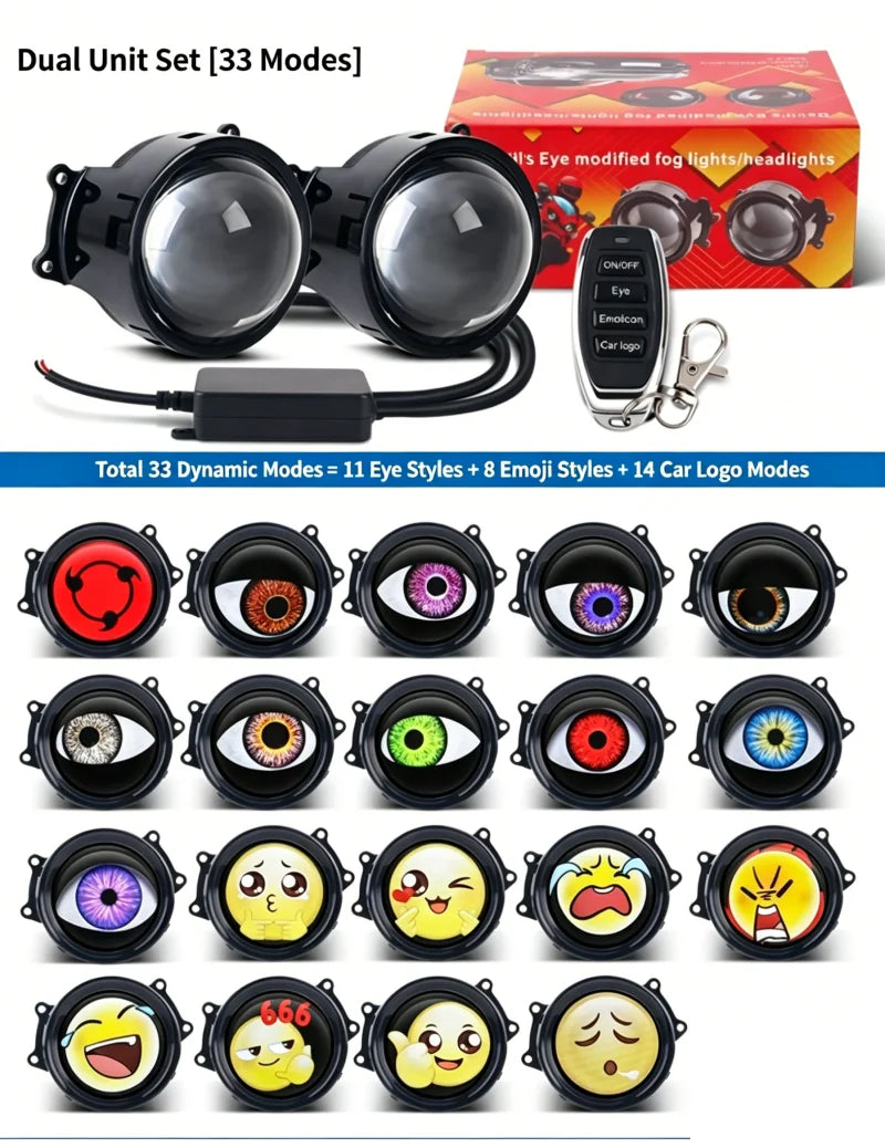 3-Inch Dynamic Devil-Eye LED Projector Light – 6 or 33 Modes