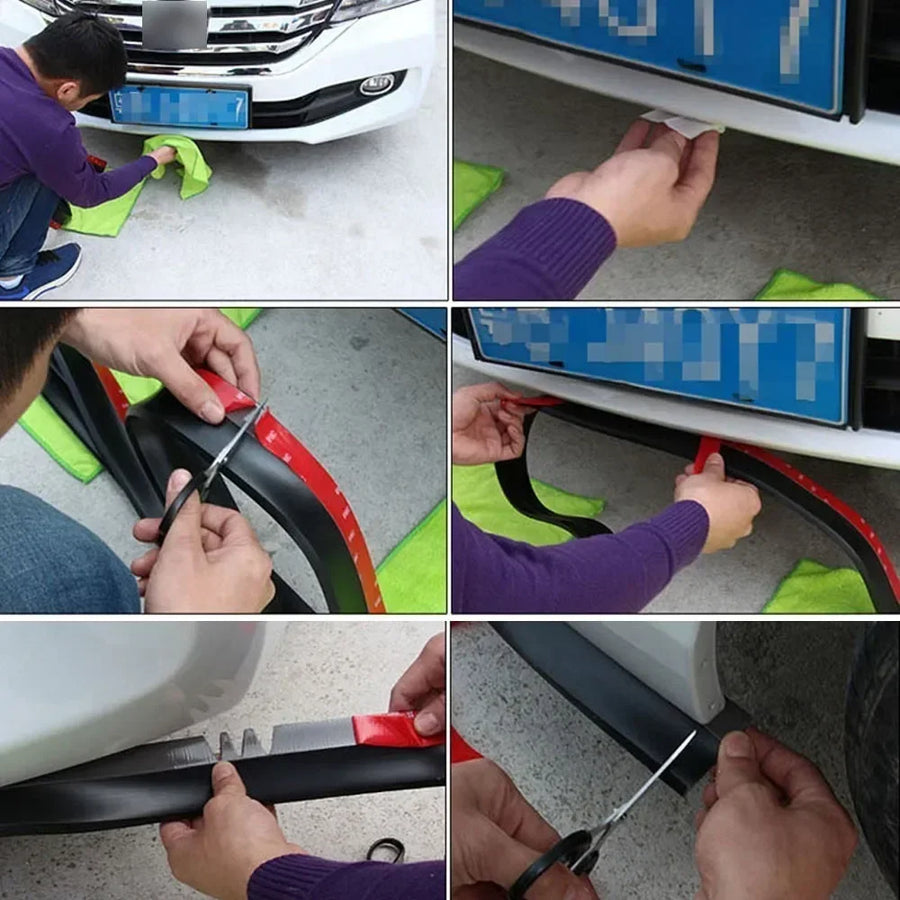 2.5 m Universal Carbon-Fiber-Look Bumper Lip Trim – Multiple Styles