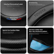 Carbon Fiber-Pattern Leather Steering Wheel Cover for Toyota Vehicles