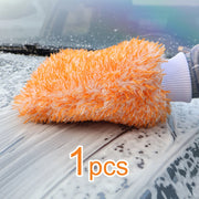 Orange Dual-Sided Microfiber & Chenille Car Wash Mitt