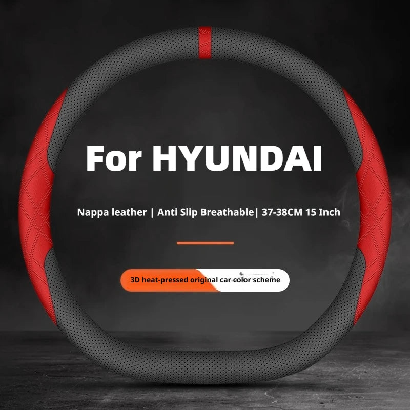 Nappa Steering Wheel Cover for Hyundai Elantra Tucson Creta Santa Fe Sonata Palisade