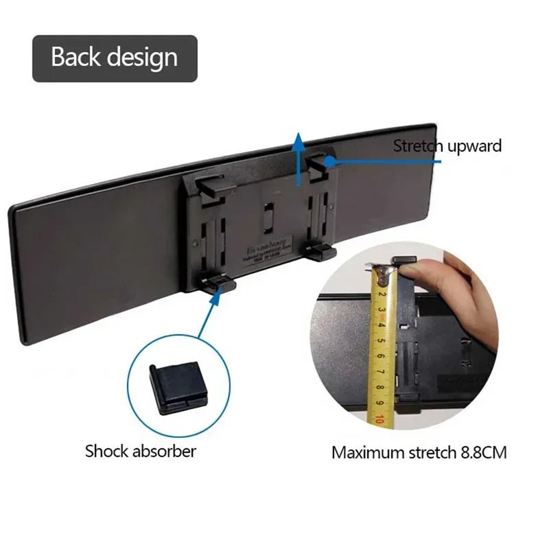 280 mm Clip-On Panoramic Wide-Angle Rearview Mirror