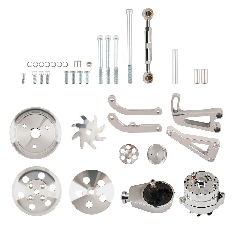 Chrome Engine Accessory Drive Bracket Kit for Chevrolet Small Block