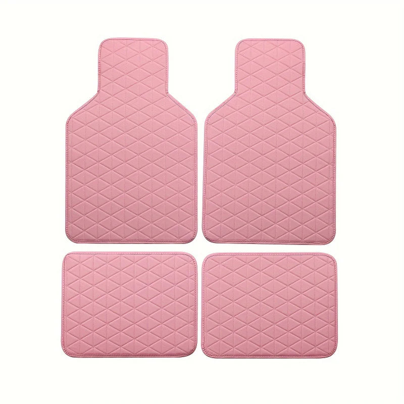 4-Piece Waterproof PU Leather Car Floor Mat Set