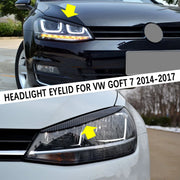 Gloss Black Headlight Eyebrow Trim Set for 2014–2017 Volkswagen Golf