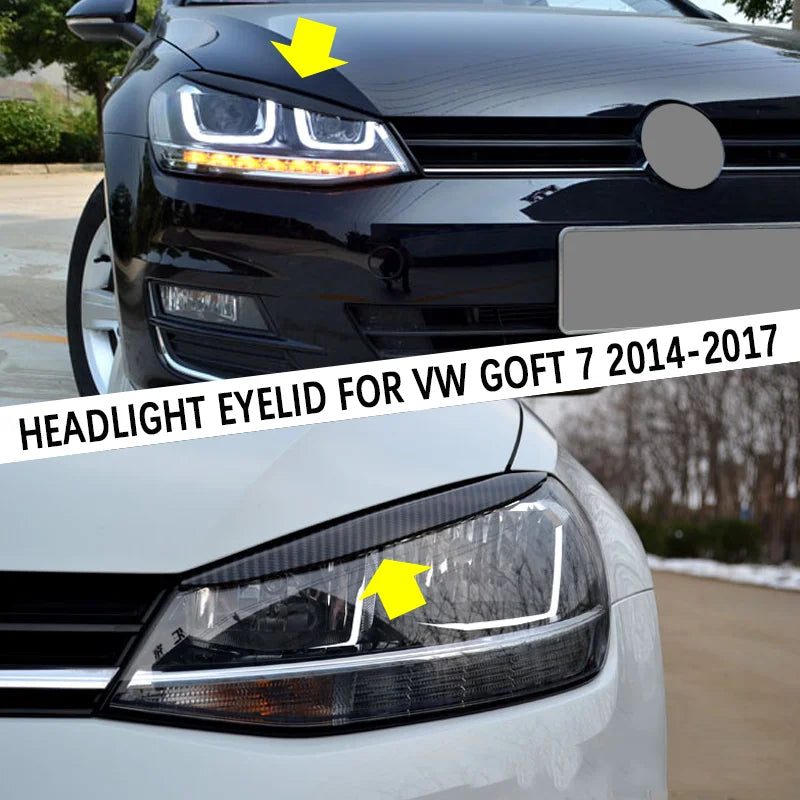 Gloss Black Headlight Eyebrow Trim Set for 2014–2017 Volkswagen Golf