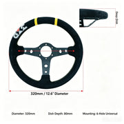 320 mm Suede Deep-Dish 6-Bolt Racing Steering Wheel