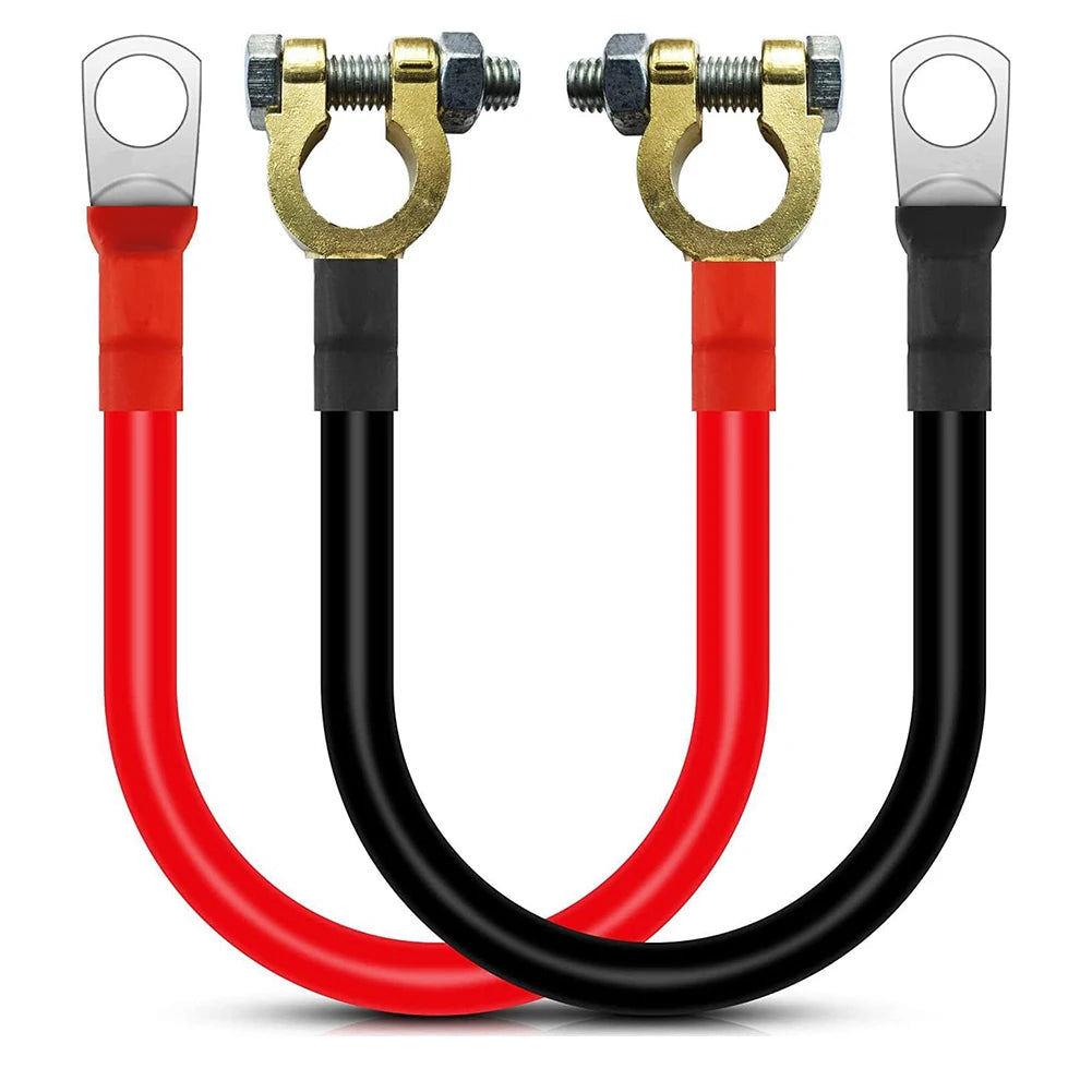 2 AWG Battery Inverter Cable Pair with Ring Lugs - 50 cm