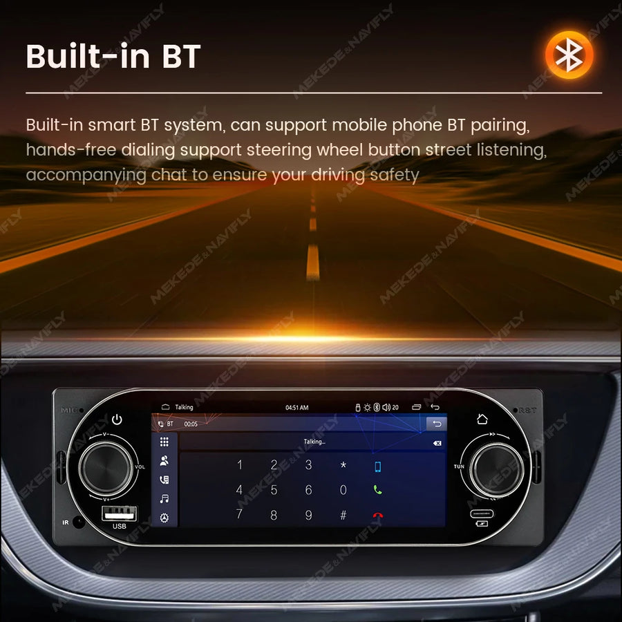 5.2-Inch 1-DIN Bluetooth Touchscreen Car Stereo