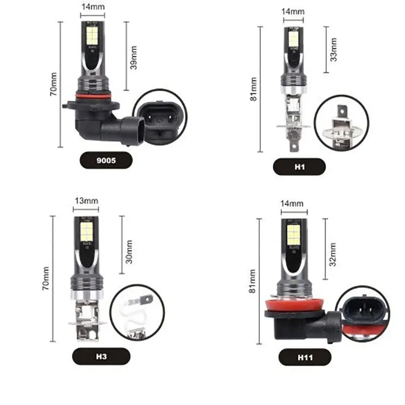 2-Piece H1/H3/H11/9005/9006 LED Headlight Bulb – 6000K