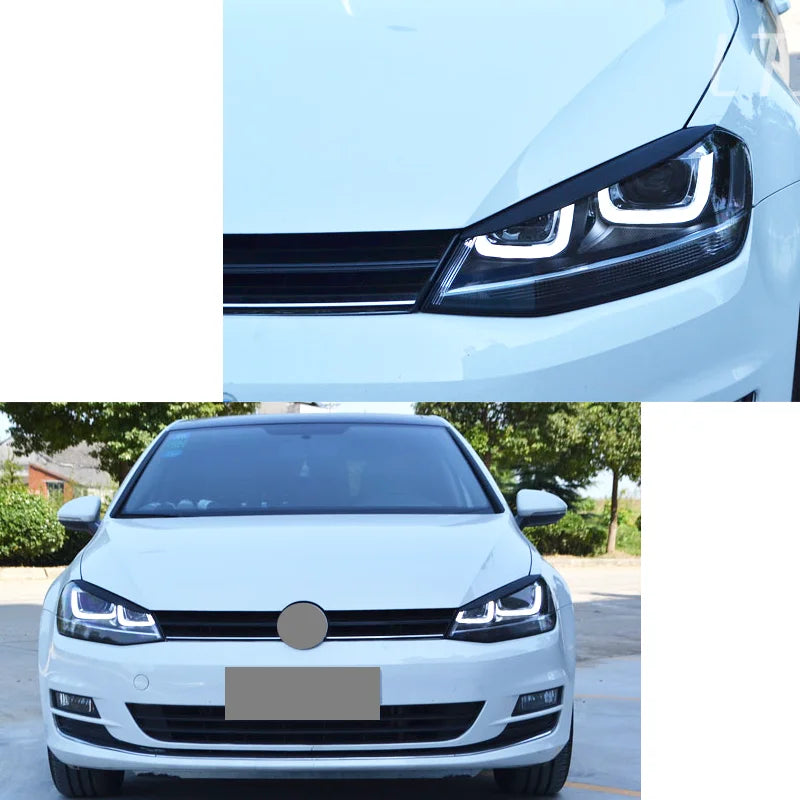 Gloss Black Headlight Eyebrow Trim Set for 2014–2017 Volkswagen Golf