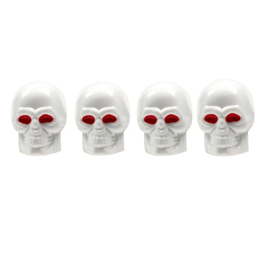 4-Piece Skull Tire Valve Cap Set with Copper Cores