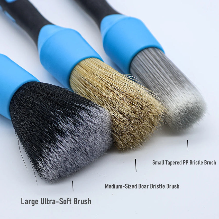 3-Piece Blue Car Interior Detailing Brush Set