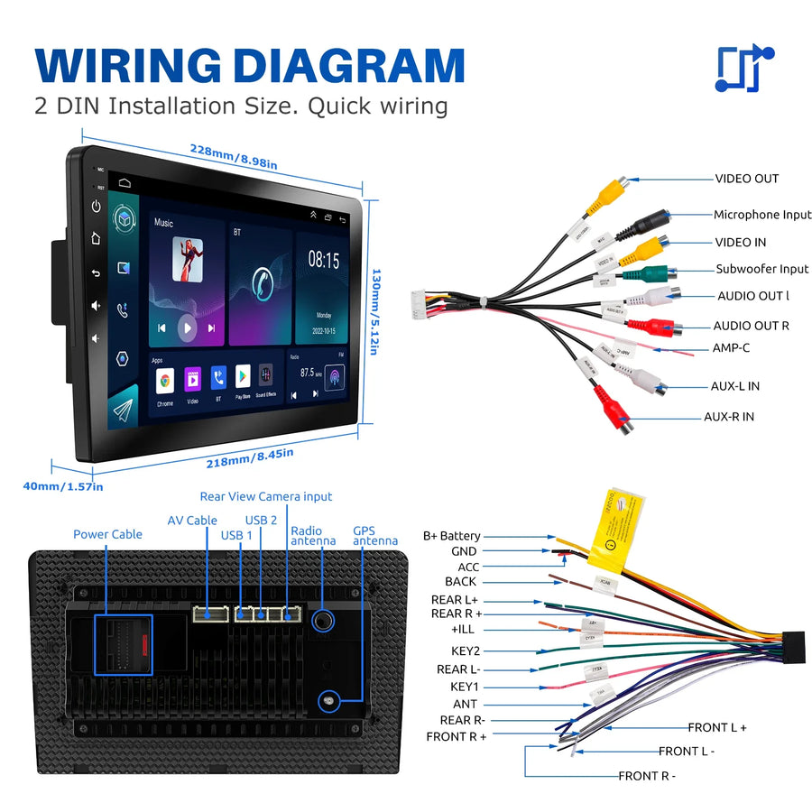 Android 15 Car Stereo with Wireless CarPlay, Android Auto, GPS and Touchscreen Options