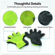 Five-Finger Chenille & Mesh Car Wash Gloves