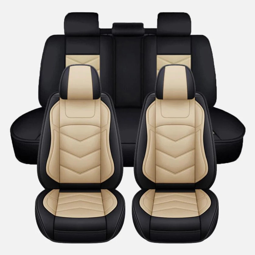 Beige Universal PU-Leather 5-Seat Cover Set – 48–56 in Bench