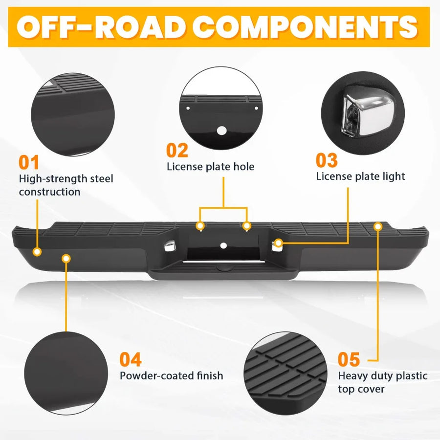Black Rear Bumper Assembly for 1993–2011 Ford Ranger
