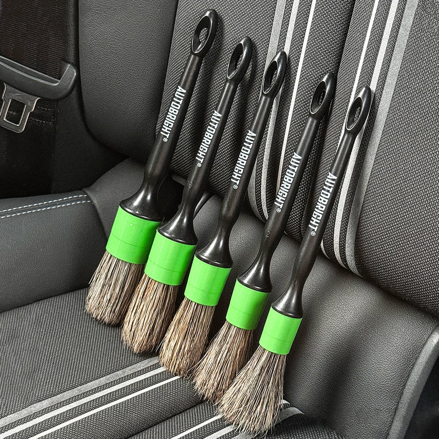 5-Piece Black & Green Car Detailing Brush Set