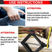 2-Ton Scissor Jack with Lug Wrench, 4.1-15.2 Inch Lift Range