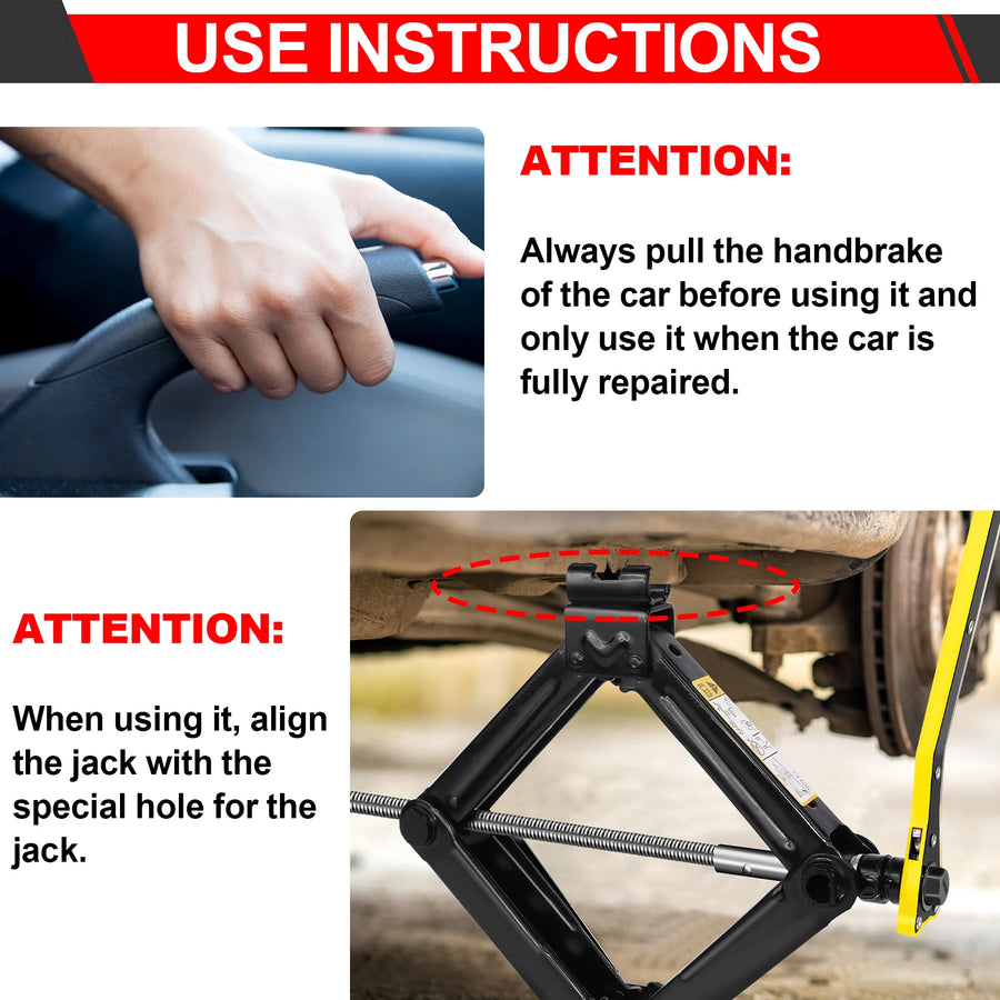 2-Ton Scissor Jack with Lug Wrench, 4.1-15.2 Inch Lift Range