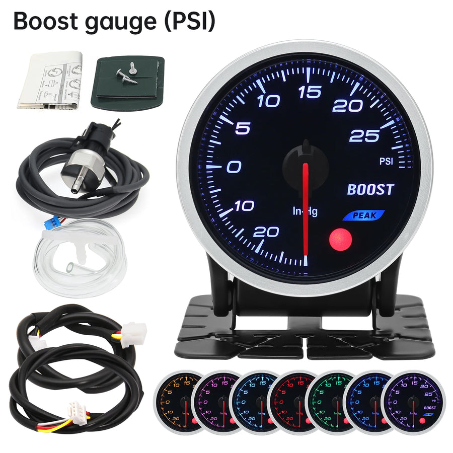 52mm 8-color Oil Pressure, Oil Temperature, Turbo Boost and More Automotive Gauge