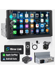 7-Inch 1-DIN CarPlay and Bluetooth Touchscreen Car Stereo