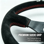 350 mm Black Suede Three-Spoke Racing Steering Wheel