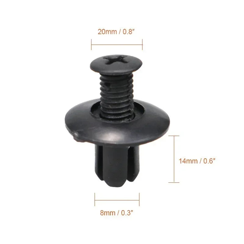 8 mm Plastic Push Rivet Fasteners – 10 to 50 Pack