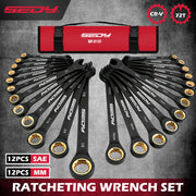 24-Piece Metric and SAE Ratcheting Wrench Set