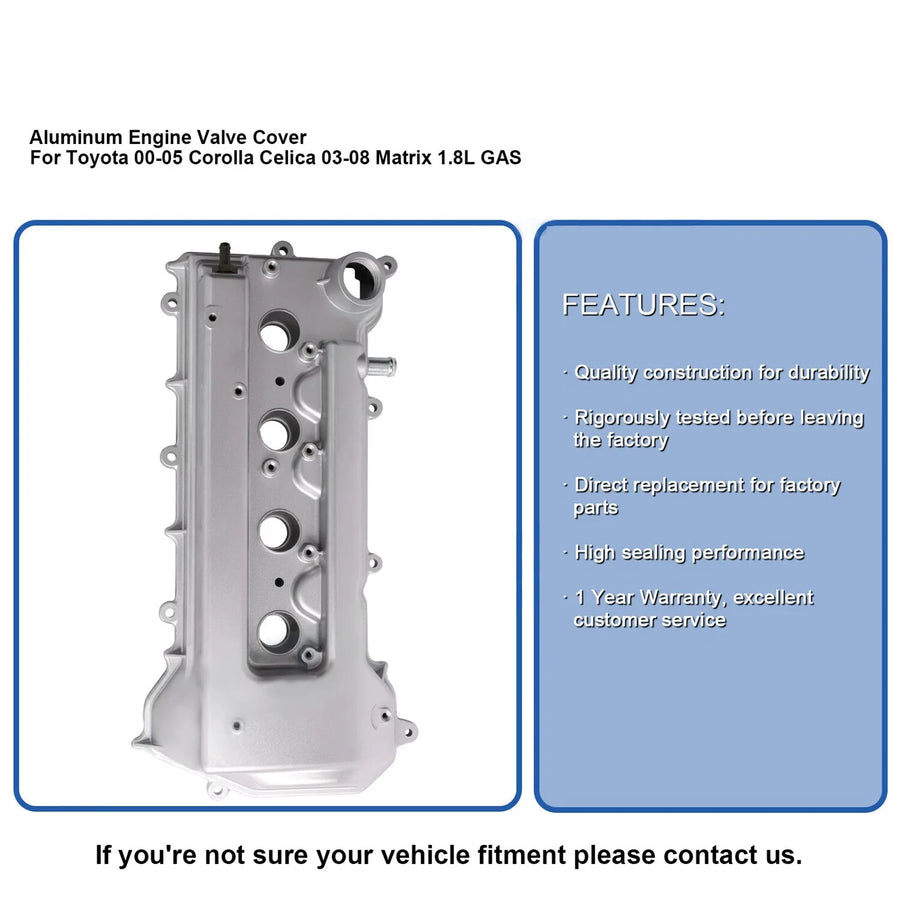 Aluminum Valve Cover with Gasket for Toyota 2000-2005 MR2 Spyder Celica 2003-2008 Matrix 2000-2006