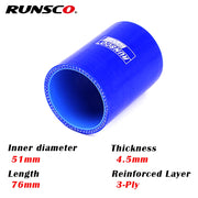 Universal Straight Silicone Intercooler Coupler, 38-102mm