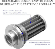 High Flow Inline Fuel Filter 100 Micron Cleanable 6AN 8AN 10AN Adapter Universal