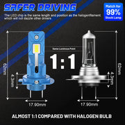 2-Piece H7 LED Headlight Bulb – 6000K, Compact