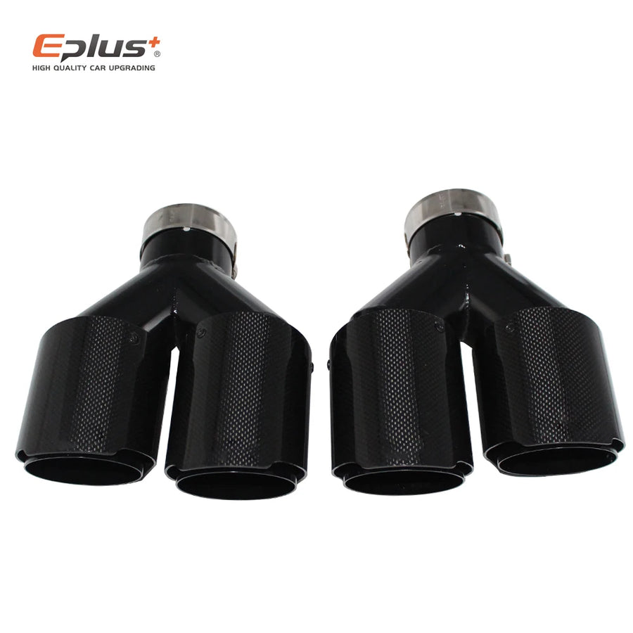 Universal Y-Shaped Dual-Outlet Carbon-Fiber & Stainless Steel Exhaust Tip