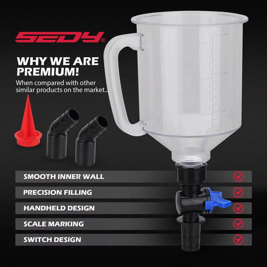 18-Piece Spill-Free Engine Oil Funnel Set with 12 Adapters, 1.59 Quart