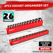 2-Piece Magnetic Socket Organizer Set for 1/4-Inch Drive Sockets