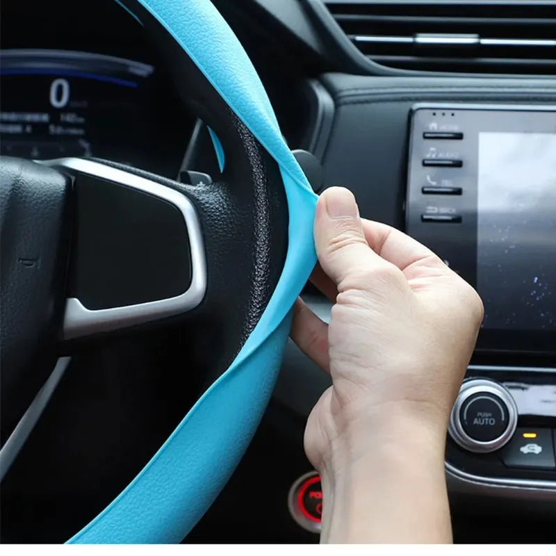 Universal Non-Slip Silicone Steering Wheel Cover – 38 cm