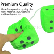 Pair of Retro Plush Fuzzy Dice Rearview Mirror Ornaments