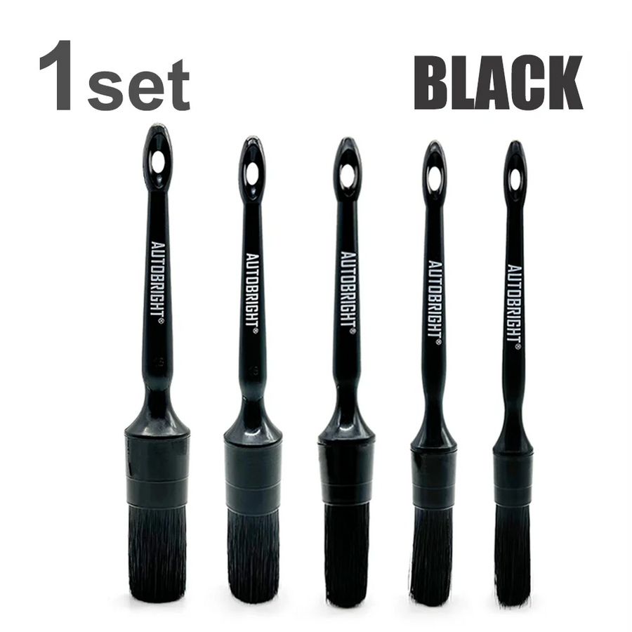 5-Piece Black Detailing Brush Set for Car Interiors