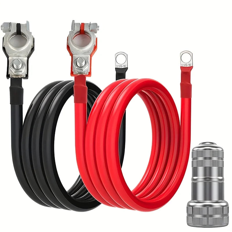 8 AWG Battery Inverter Cable with Tinned Copper Ring Terminals