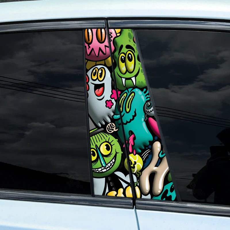 Dopamine Graffiti B-Pillar Car Decal – Waterproof Vinyl