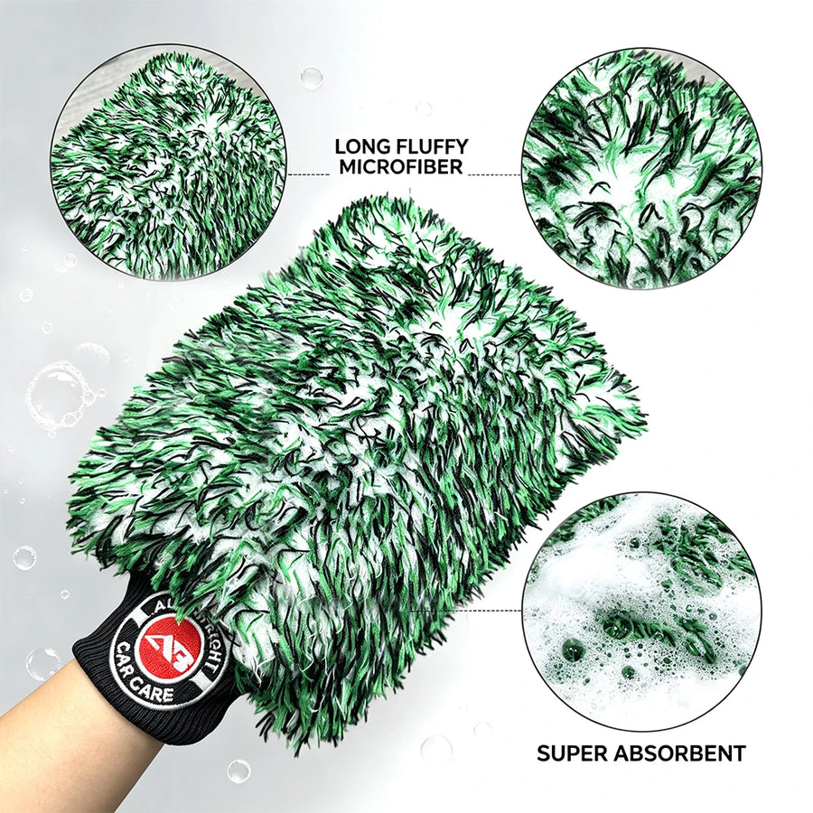 Oversized Plush Microfiber Car Wash Mitt with Wide Cuff