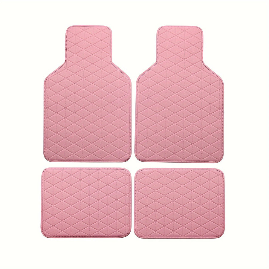 4-Piece Waterproof PU Leather Car Floor Mat Set