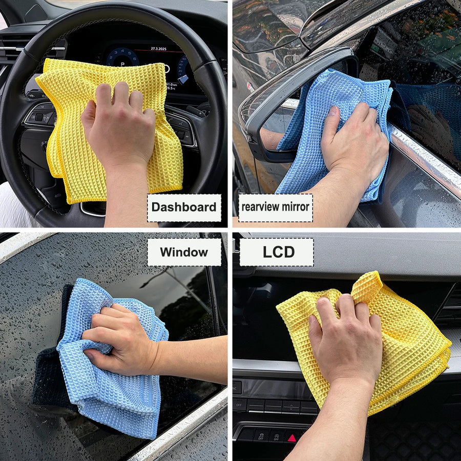 40 x 40 cm Waffle Microfiber Glass Towels - Multi-Pack