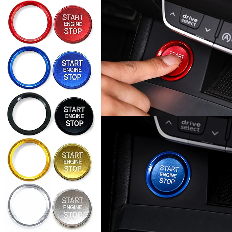 Car Start Engine Button Start/Stop Key Ring Cover Anti Slip Ignition Stickers for Audi Q5 Q7