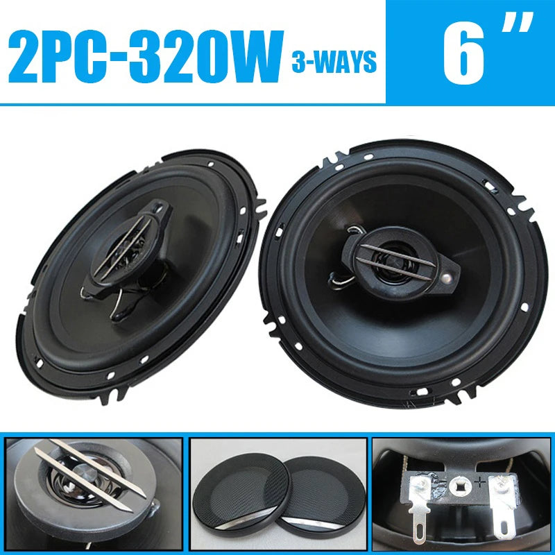 6-Inch 640W 3-Way Coaxial Car Speakers