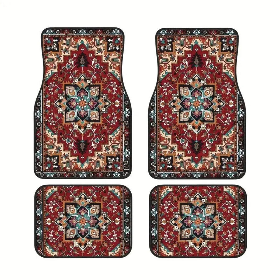 Bohemian-Style Universal Car Floor Mats – 4-Piece Set