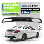 Gloss Black Rear Bumper Diffuser for 2015–2018 Mercedes-Benz W205