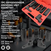 7-Piece Oxygen Sensor Socket Set, 22/27/29mm