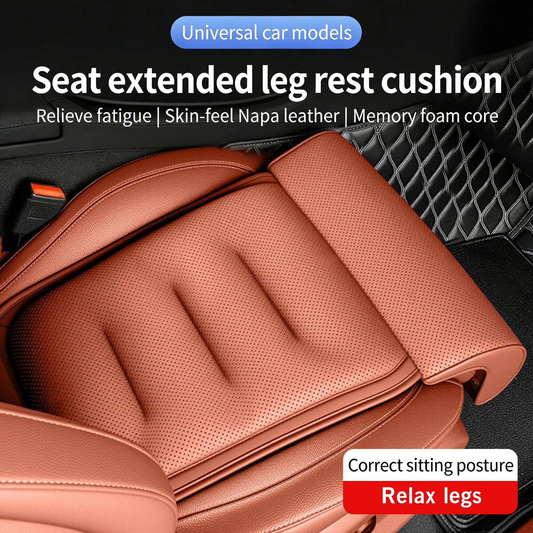 Car Seat Cushion with Extended Leg Support